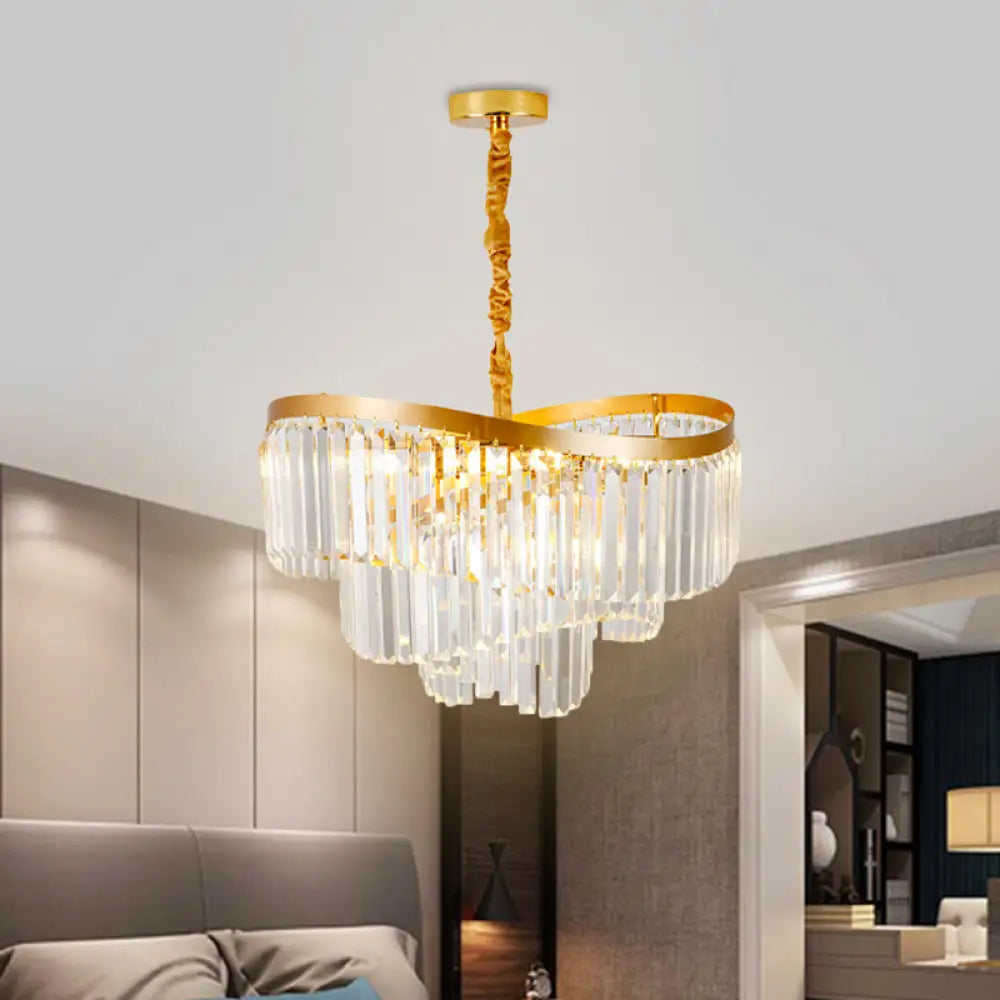 Contemporary Clear Crystal Prisms Chandelier Light with 10/11 Bulbs - Spiral Design, 21.5"/30" Wide - Perfect for Your Living Room