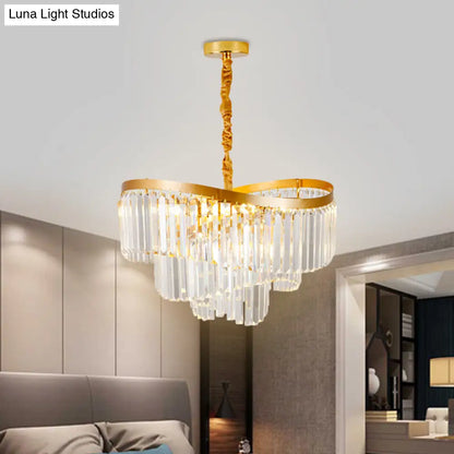 Contemporary Clear Crystal Prisms Chandelier Light with 10/11 Bulbs - Spiral Design, 21.5"/30" Wide - Perfect for Your Living Room