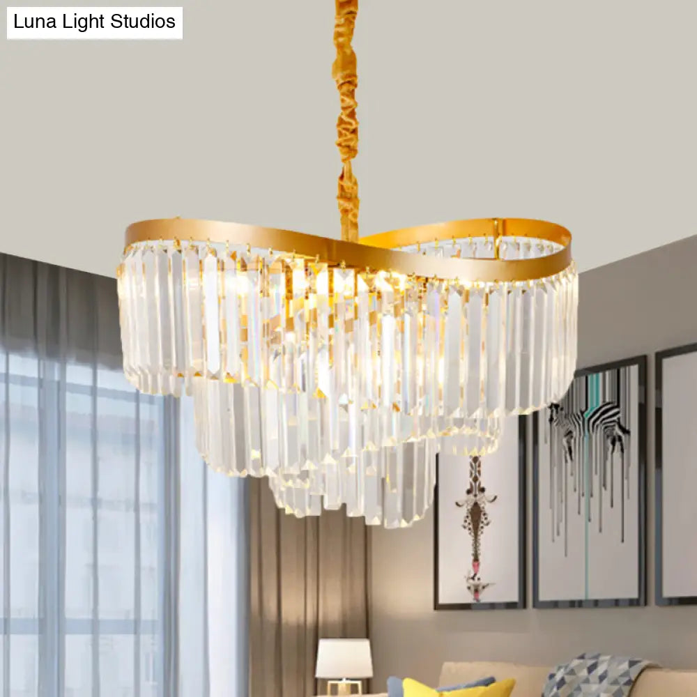 Contemporary Clear Crystal Prisms Chandelier Light with 10/11 Bulbs - Spiral Design, 21.5"/30" Wide - Perfect for Your Living Room