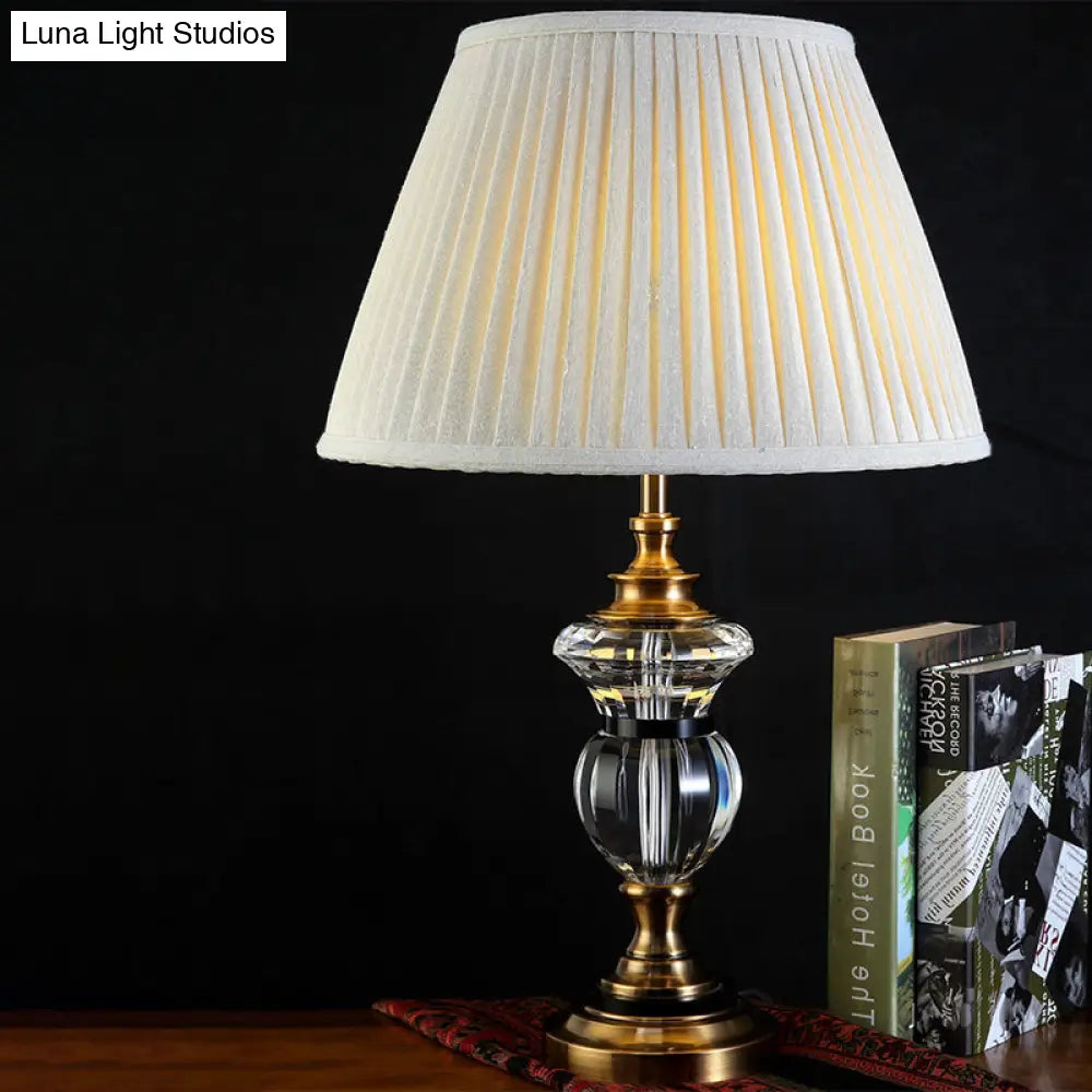 Contemporary Clear Crystal Reading Lamp with Curvy Fabric Task Lighting in White