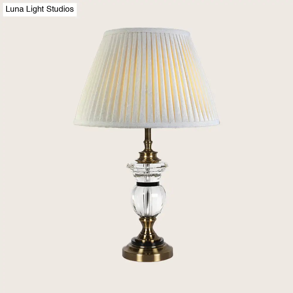 Contemporary Clear Crystal Reading Lamp with Curvy Fabric Task Lighting in White