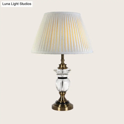 Contemporary Clear Crystal Reading Lamp with Curvy Fabric Task Lighting in White