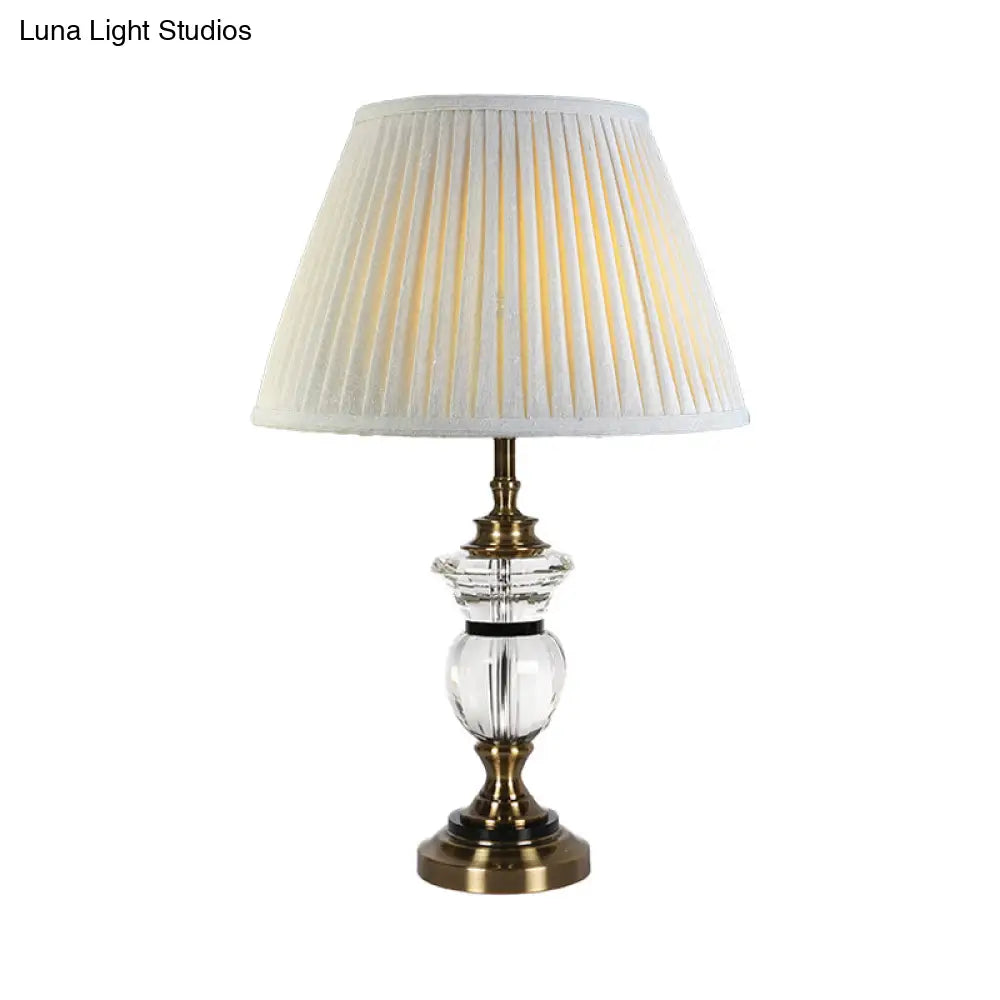 Contemporary Clear Crystal Reading Lamp with Curvy Fabric Task Lighting in White