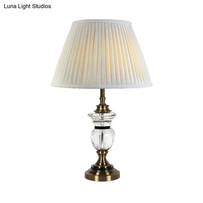 Contemporary Clear Crystal Reading Lamp with Curvy Fabric Task Lighting in White