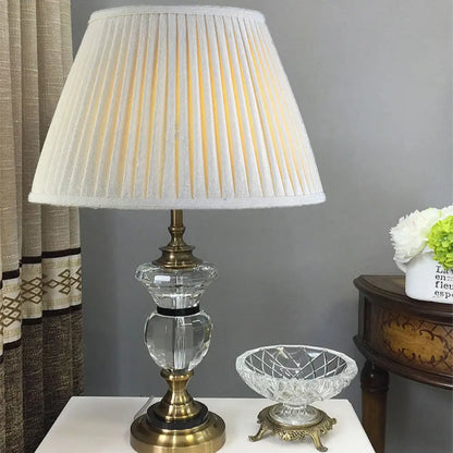 Contemporary Clear Crystal Reading Lamp with Curvy Fabric Task Lighting in White