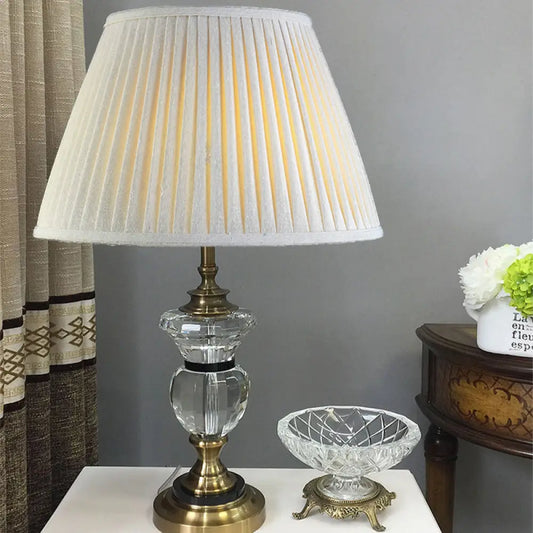 Contemporary Clear Crystal Reading Lamp with Curvy Fabric Task Lighting in White