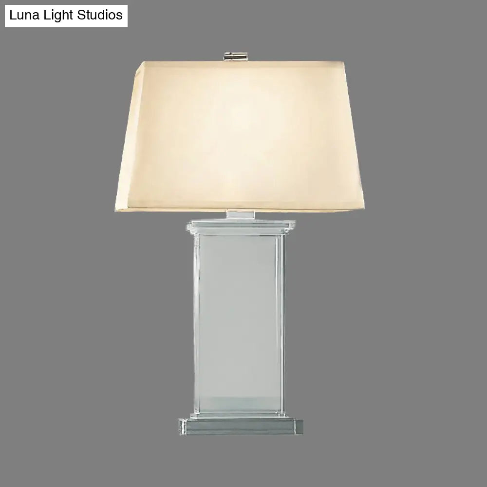 Contemporary Clear Crystal Task Light - Rectangular 18"/22" Wide Desk Lamp with White Bulb