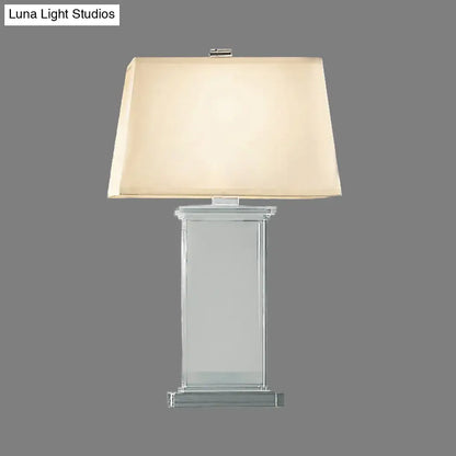 Contemporary Clear Crystal Task Light - Rectangular 18"/22" Wide Desk Lamp with White Bulb