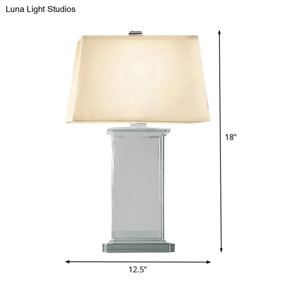 Contemporary Clear Crystal Task Light - Rectangular 18"/22" Wide Desk Lamp with White Bulb