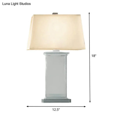 Contemporary Clear Crystal Task Light - Rectangular 18"/22" Wide Desk Lamp with White Bulb