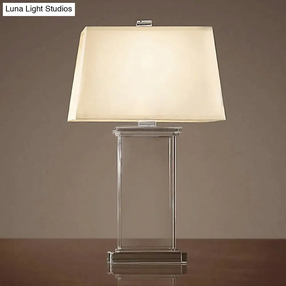 Contemporary Clear Crystal Task Light - Rectangular 18"/22" Wide Desk Lamp with White Bulb