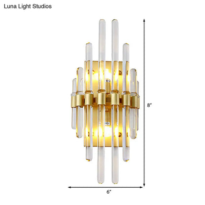 Lámpara de pared DecorBites™ de tubo de cristal transparente contemporáneo con 2 luces de latón: ideal para la sala de estar