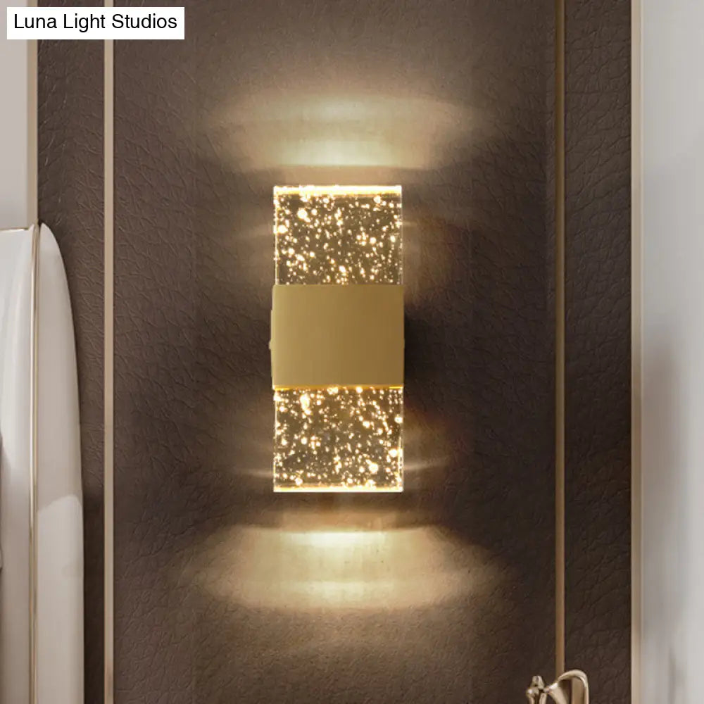 DecorBites™ DecorBites™ Contemporary Clear Cuboid LED Wall Light for Sleeping Room - Flush Mount Acrylic Bubble Fixture