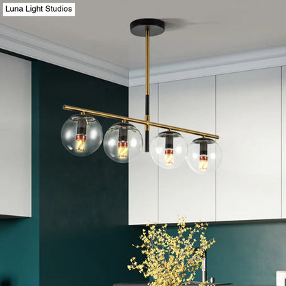 Lámpara colgante contemporánea DecorBites™ con bola de cristal transparente y 4 bombillas - Negro y dorado