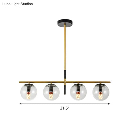 Lámpara colgante contemporánea DecorBites™ con bola de cristal transparente y 4 bombillas - Negro y dorado