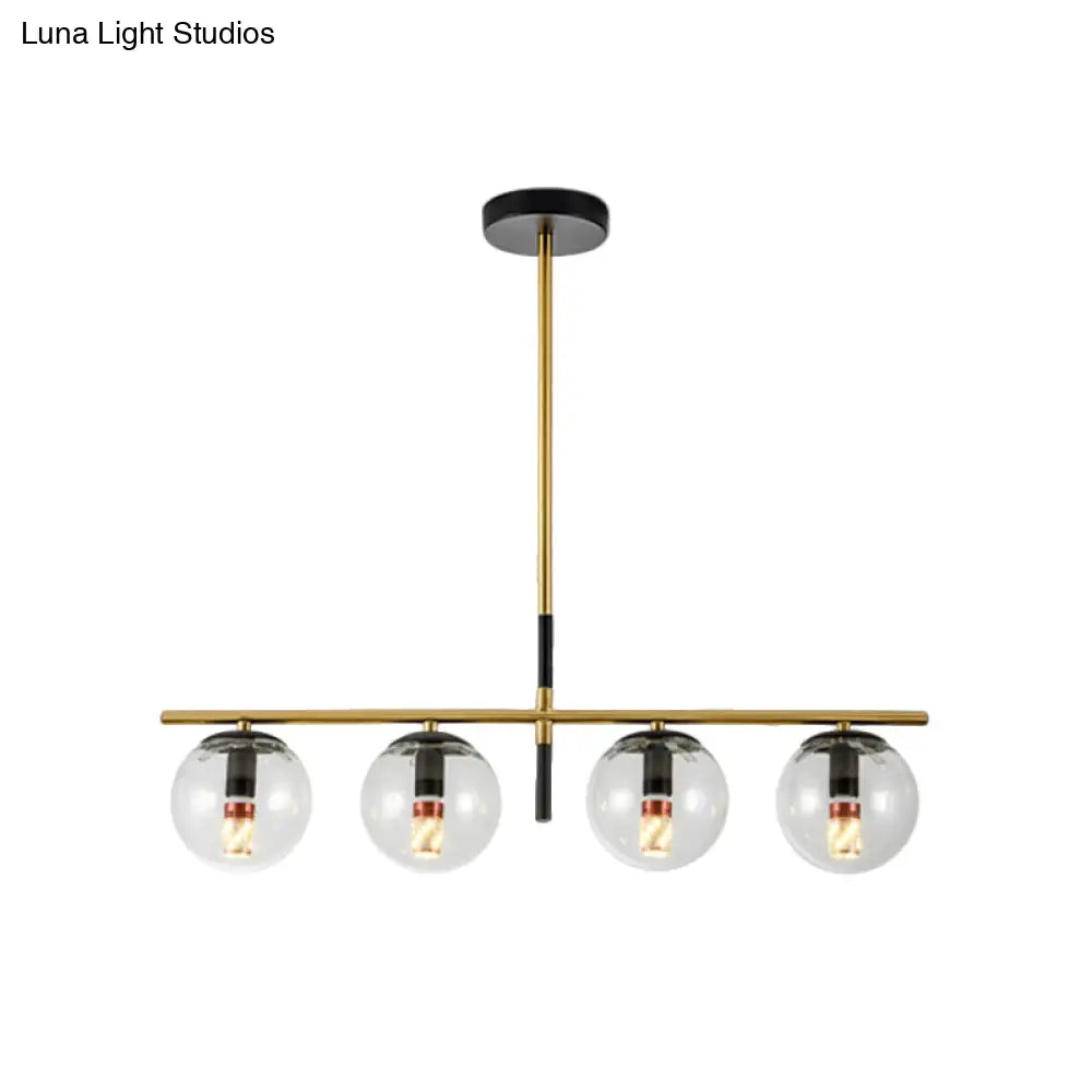 Lámpara colgante contemporánea DecorBites™ con bola de cristal transparente y 4 bombillas - Negro y dorado