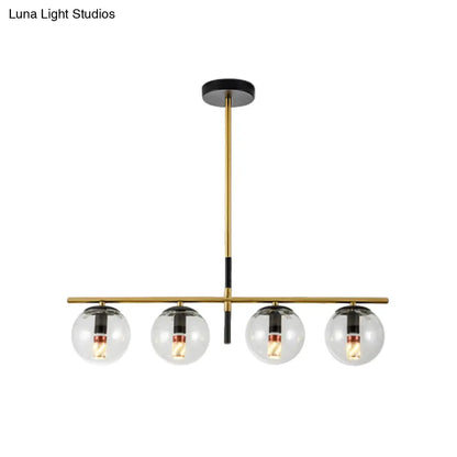 Lámpara colgante contemporánea DecorBites™ con bola de cristal transparente y 4 bombillas - Negro y dorado