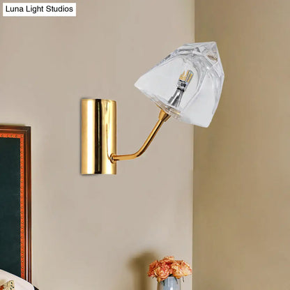 Aplique de pared contemporáneo DecorBites™ de cristal transparente facetado - Media luz con acabado negro/dorado - Ideal para escaleras