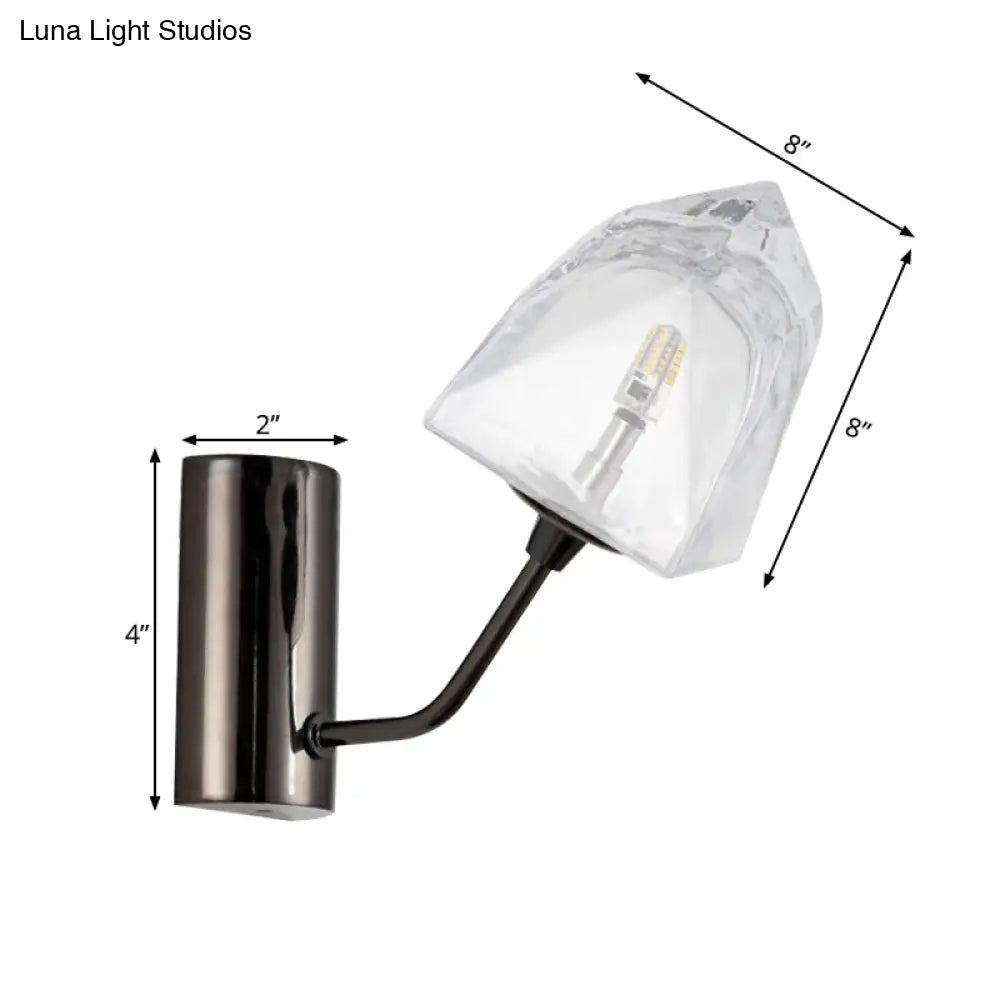 Aplique de pared contemporáneo DecorBites™ de cristal transparente facetado - Media luz con acabado negro/dorado - Ideal para escaleras