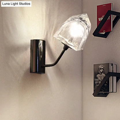 Aplique de pared contemporáneo DecorBites™ de cristal transparente facetado - Media luz con acabado negro/dorado - Ideal para escaleras