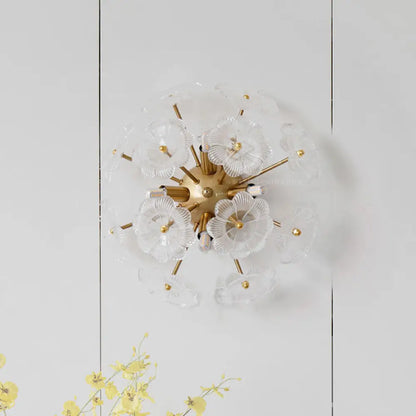 DecorBites™ DecorBites™ Contemporary Clear Glass Flower Wall Sconce with 4 Gold-Finished Heads
