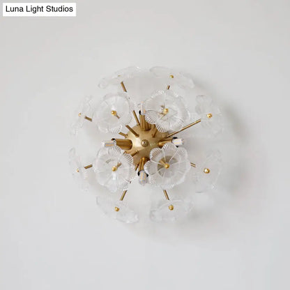 DecorBites™ DecorBites™ Contemporary Clear Glass Flower Wall Sconce with 4 Gold-Finished Heads