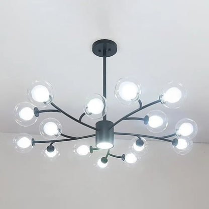 Contemporary Clear Glass Globe Chandelier for Living Room Ceiling