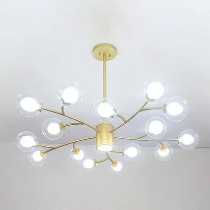 Contemporary Clear Glass Globe Chandelier for Living Room Ceiling