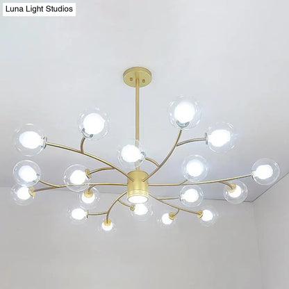 Contemporary Clear Glass Globe Chandelier for Living Room Ceiling