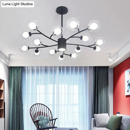 Contemporary Clear Glass Globe Chandelier for Living Room Ceiling