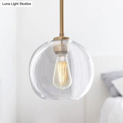 Contemporary Clear Glass Globe Pendant Light - 1 Light, 8"/10"/12" Wide Hanging Lamp