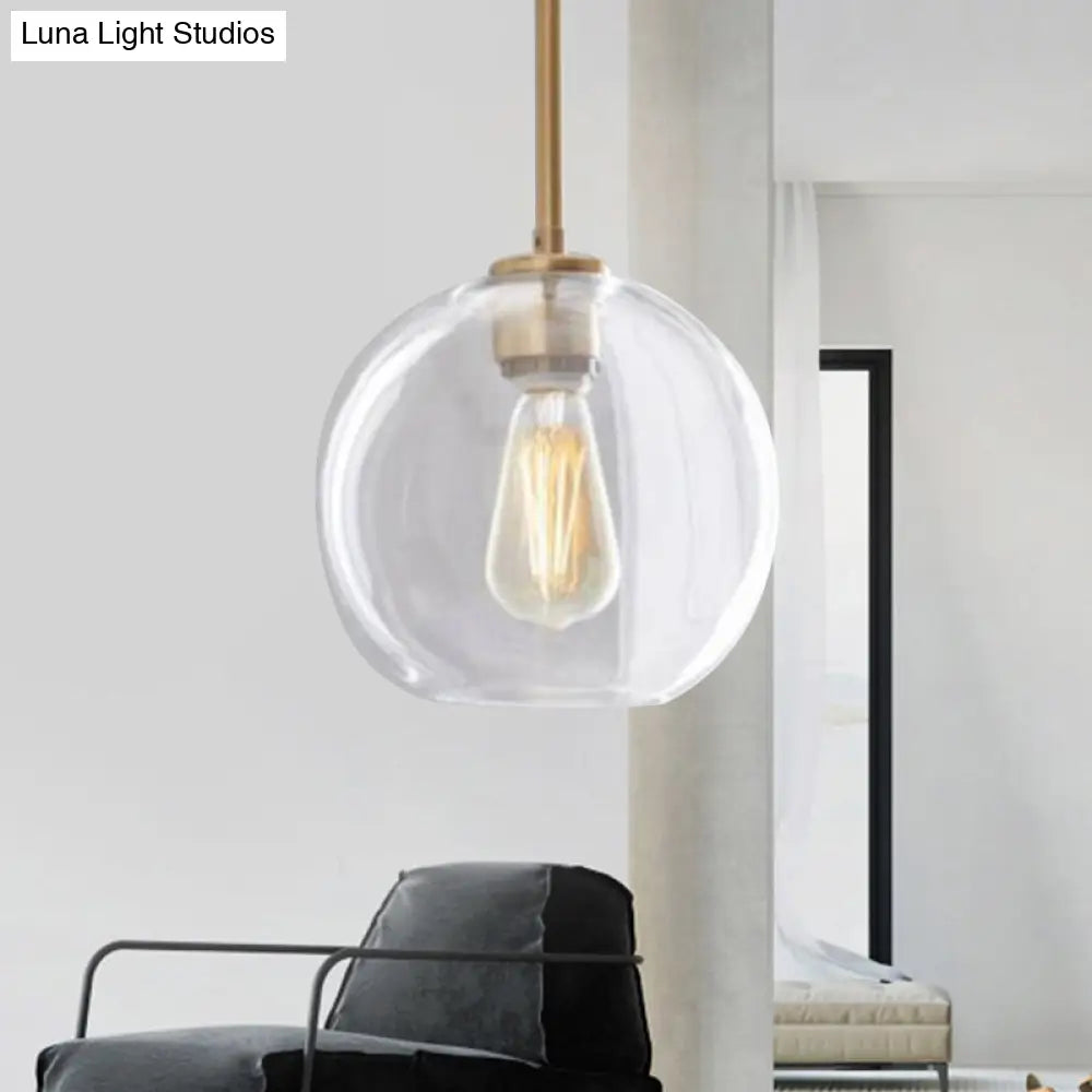 Contemporary Clear Glass Globe Pendant Light - 1 Light, 8"/10"/12" Wide Hanging Lamp