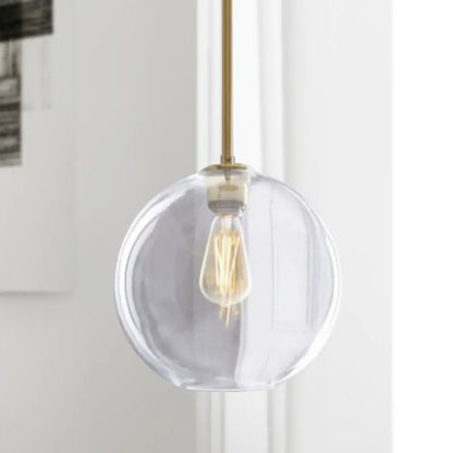 Contemporary Clear Glass Globe Pendant Light - 1 Light, 8"/10"/12" Wide Hanging Lamp