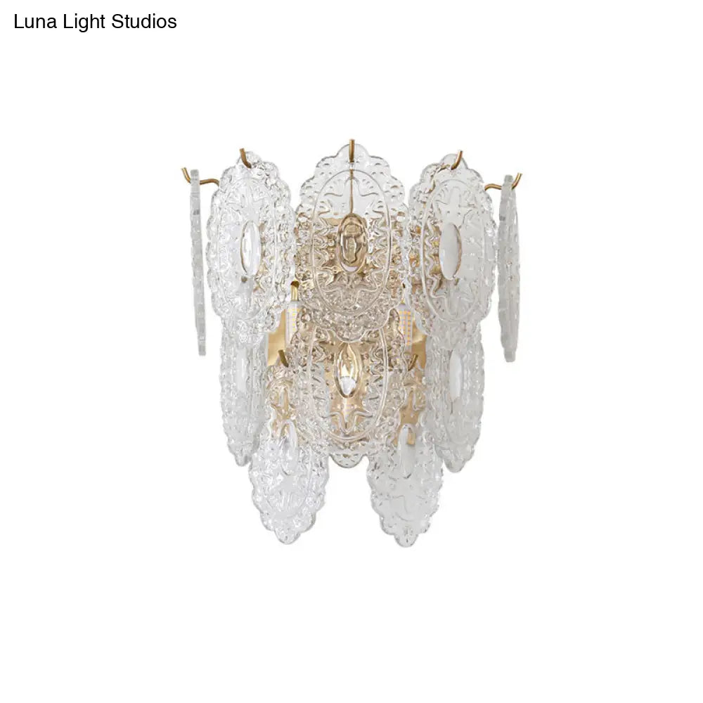 DecorBites™ DecorBites™ Contemporary Clear Glass LED Sconce Lighting - 3-Layer Panel Design - 3 Lights - Corner Wall Lamp