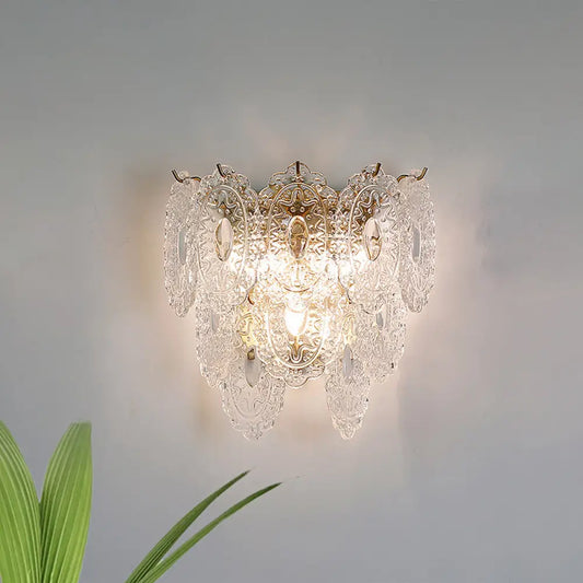 DecorBites™ DecorBites™ Contemporary Clear Glass LED Sconce Lighting - 3-Layer Panel Design - 3 Lights - Corner Wall Lamp