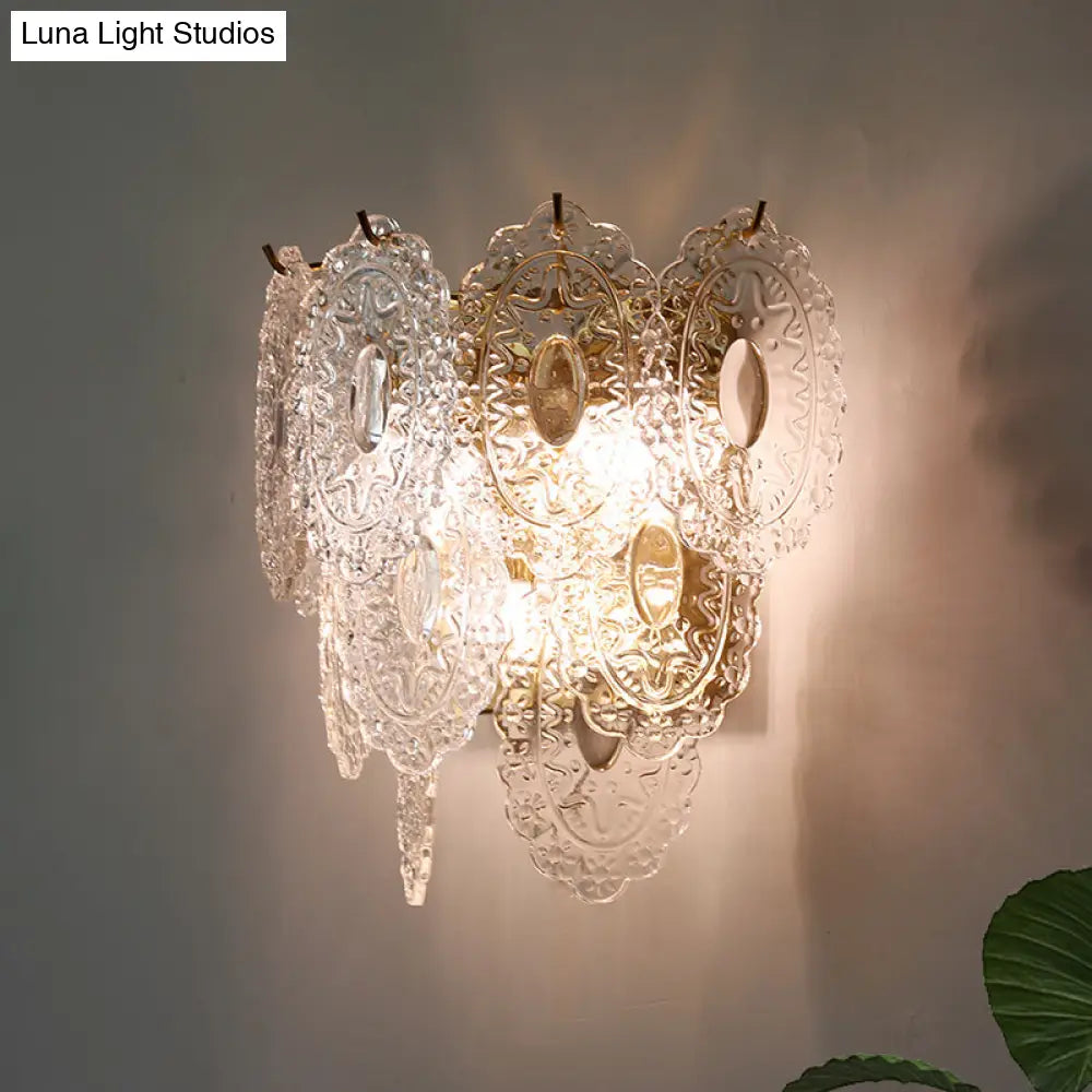 DecorBites™ DecorBites™ Contemporary Clear Glass LED Sconce Lighting - 3-Layer Panel Design - 3 Lights - Corner Wall Lamp