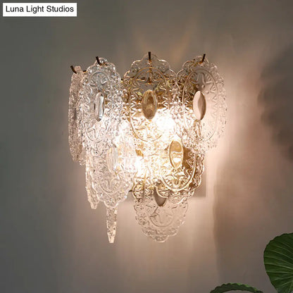 DecorBites™ DecorBites™ Contemporary Clear Glass LED Sconce Lighting - 3-Layer Panel Design - 3 Lights - Corner Wall Lamp