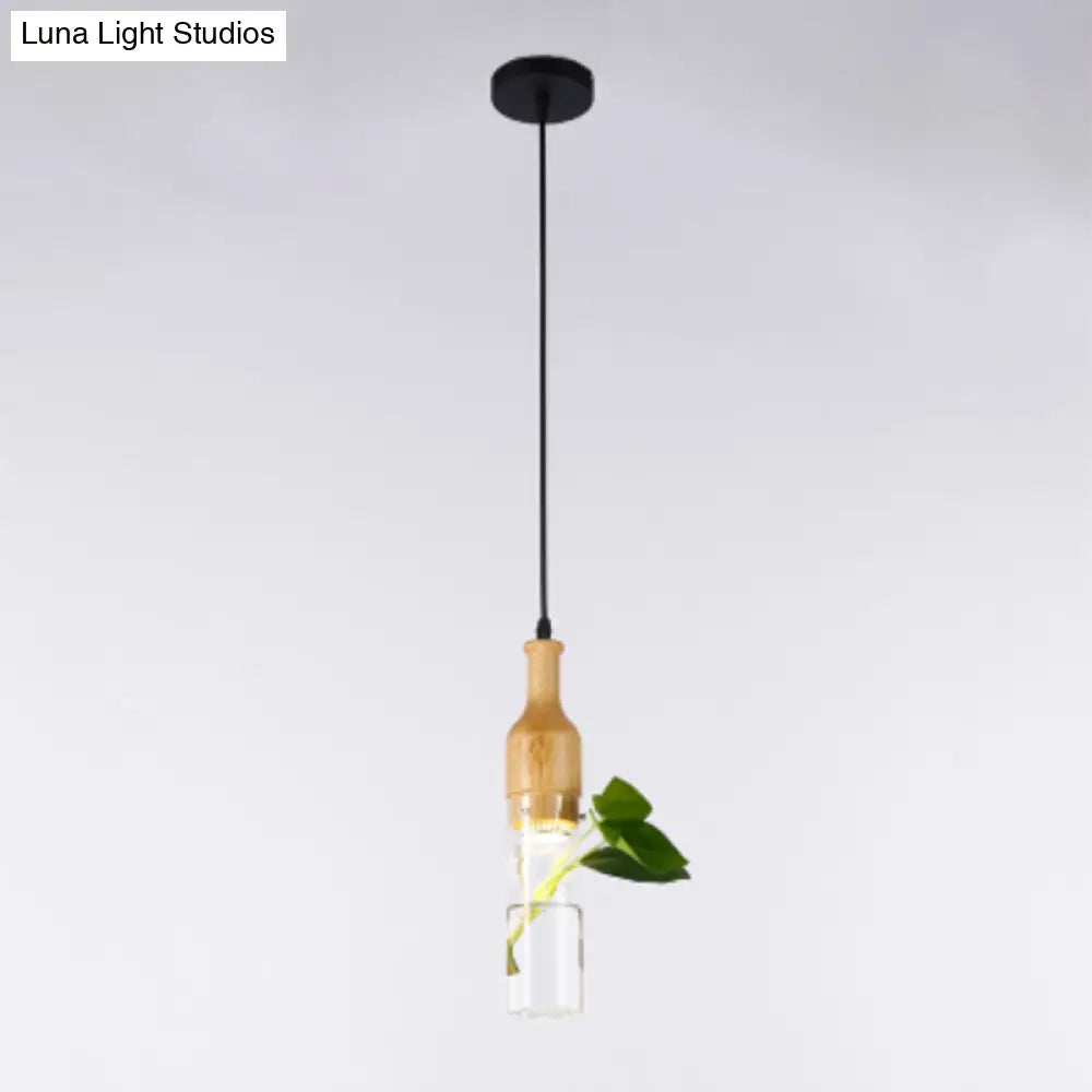 Contemporary Clear Glass Planter Lamp - 1-Light Pendant for Study Room Lighting