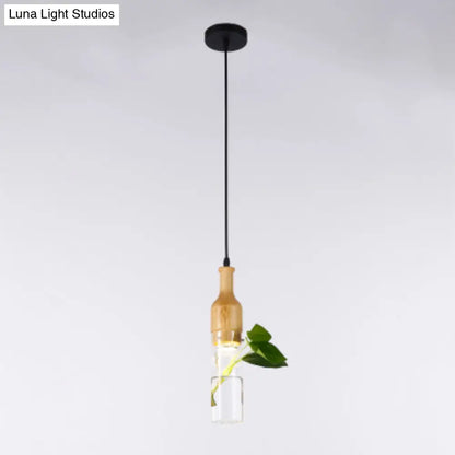 Contemporary Clear Glass Planter Lamp - 1-Light Pendant for Study Room Lighting