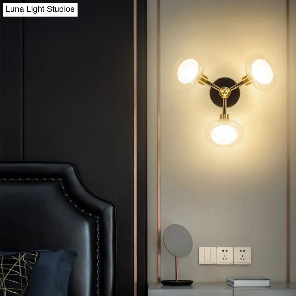 DecorBites™ DecorBites™ Contemporary Clear Glass Spherical Wall Sconce - Black and Gold, 1/3 Light