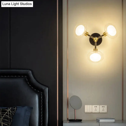 DecorBites™ DecorBites™ Contemporary Clear Glass Spherical Wall Sconce - Black and Gold, 1/3 Light