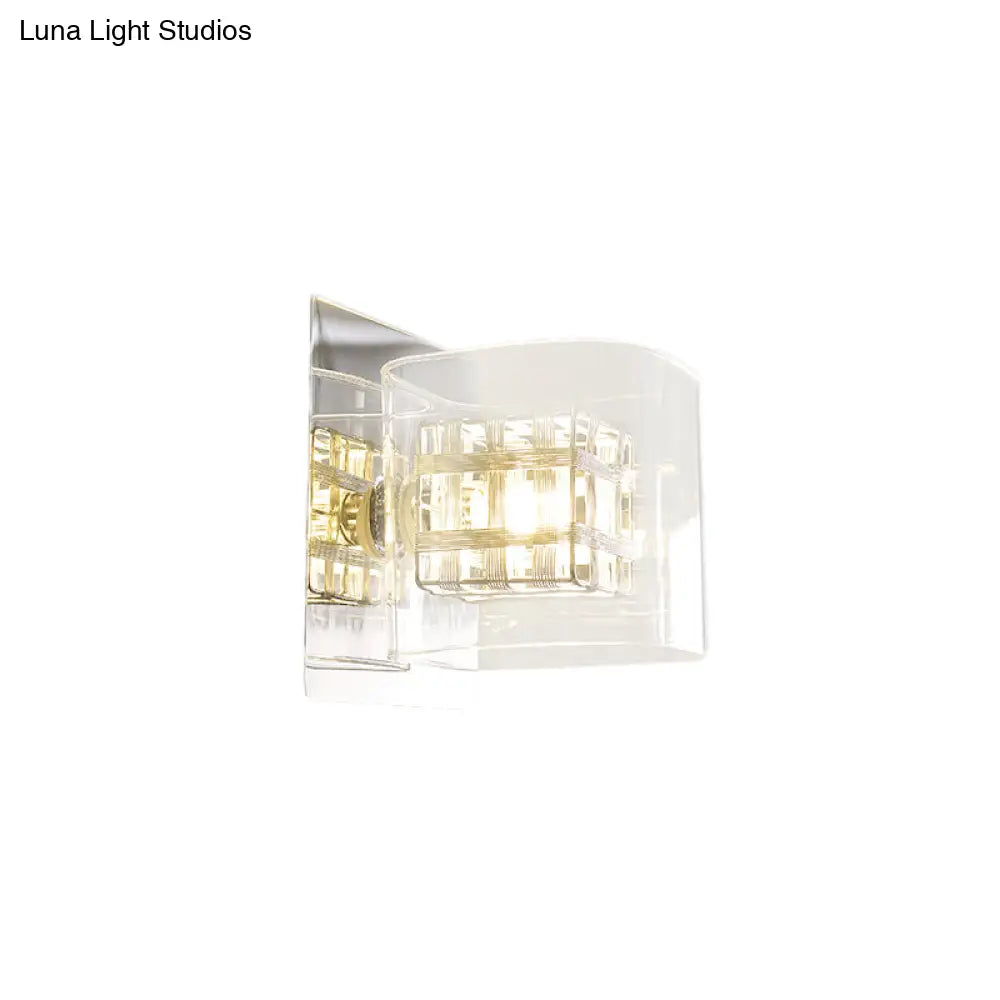 DecorBites™ DecorBites™ Contemporary Clear Glass Wall Sconce with Chrome Inner Wire Shade - Ideal for Corridors - 1 Light Wall Lamp