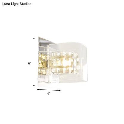 DecorBites™ DecorBites™ Contemporary Clear Glass Wall Sconce with Chrome Inner Wire Shade - Ideal for Corridors - 1 Light Wall Lamp