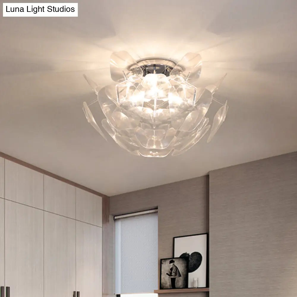 DecorBites™ DecorBites™ Contemporary Clear PVC Pine Cone Ceiling Flush Mount - 3 Bulb Flush Light for Living Room
