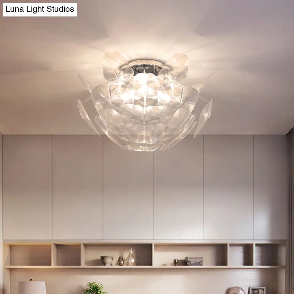 DecorBites™ DecorBites™ Contemporary Clear PVC Pine Cone Ceiling Flush Mount - 3 Bulb Flush Light for Living Room