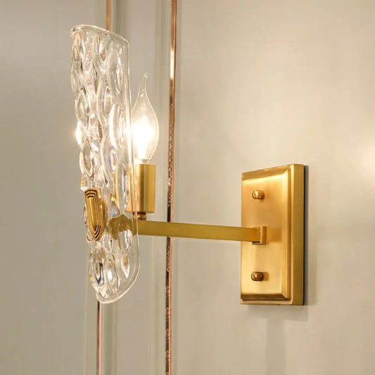 Aplique de pared contemporáneo DecorBites™ de cristal transparente - Lámpara de noche de latón de media luz