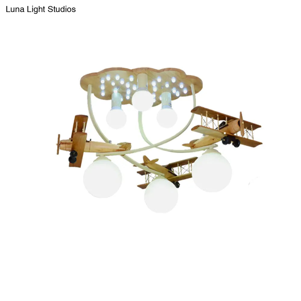 DecorBites™ DecorBites™ Contemporary Cloud & Glider Semi Flush Mount Ceiling Light for Kindergarten