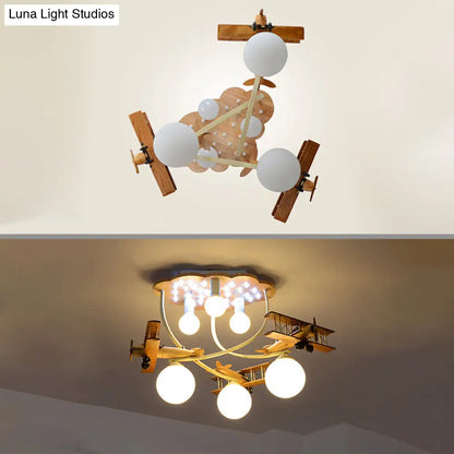 DecorBites™ DecorBites™ Contemporary Cloud & Glider Semi Flush Mount Ceiling Light for Kindergarten