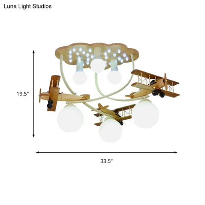 DecorBites™ DecorBites™ Contemporary Cloud & Glider Semi Flush Mount Ceiling Light for Kindergarten