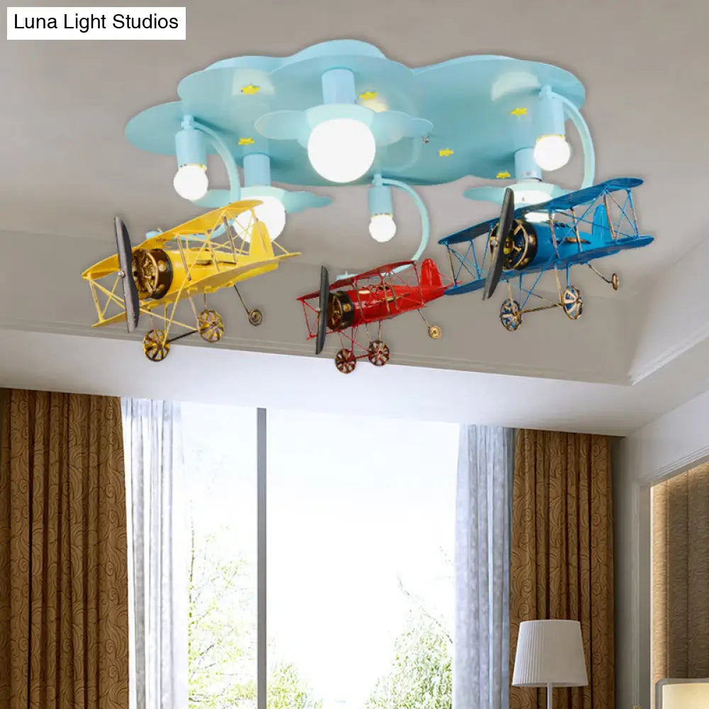 DecorBites™ DecorBites™ Contemporary Cloud & Glider Semi Flush Mount Ceiling Light for Kindergarten